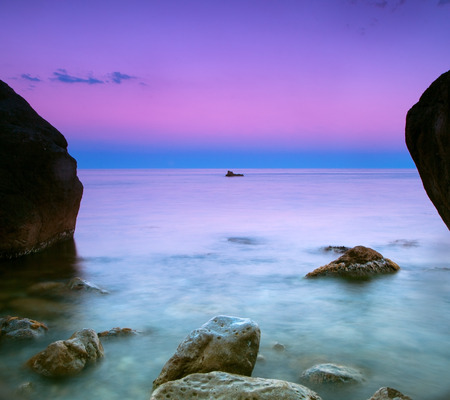 Seascape at dusk in Crimeaの写真素材