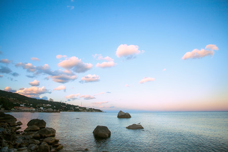 Seascape at dusk in Crimeaの写真素材