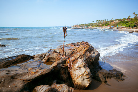 Vagator Beach in North Goa face of Shivaの写真素材