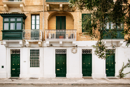 Traditional Maltese architecture in Valletta, Malta
