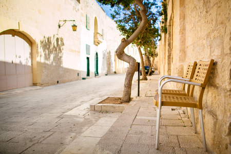 Narrow street in Mdina, Malta.の写真素材