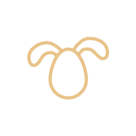 Egg silhouette with bunny ears. Easter sihlouette from rope.のイラスト素材