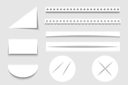 Set of paper element with shadows on gray background.のイラスト素材