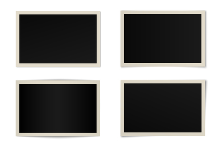 Vector set of curved photo frames with various shadows. Mock up of framesのイラスト素材