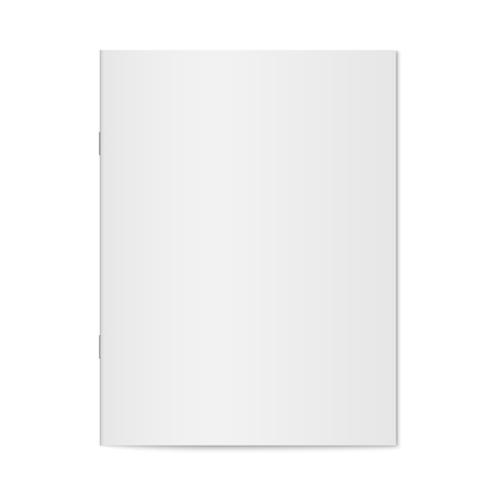 Vector mock up of booklet isolated. Closed vertical magazine, brochure or notebook template on white background. 3d illustration for your designのイラスト素材