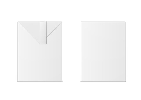 Vector 3d mock up of milk or juice box on white background. Realistic carton half liter package isolated. Template for your design. Front view.のイラスト素材