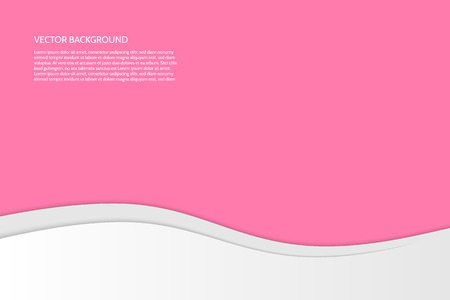 Vector modern simple wavy pink background with paper effect. Background with gray and white waves. Sample text.のイラスト素材