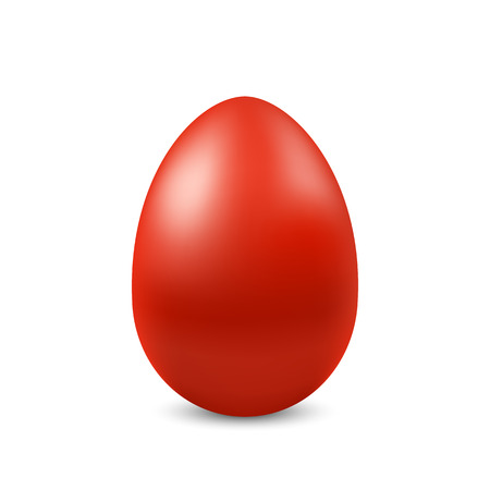 Vector realistic red egg isolated. Happy easter egg on white background. Holiday decoration for easter holiday. 3D illustrationのイラスト素材