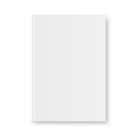 Vector mock up of book white blank cover isolated. Closed vertical book, magazine or notebook mockup on white background.のイラスト素材