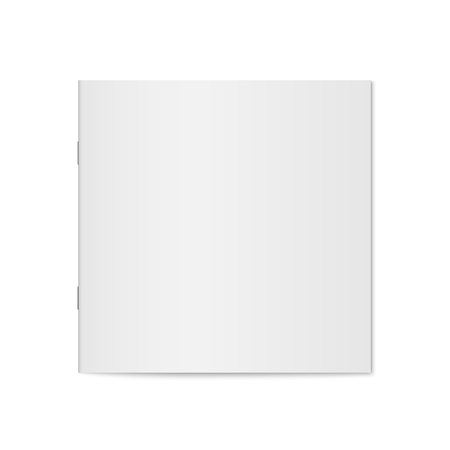 Vector mockup of booklet cover isolated. Closed square magazine, brochure or notebook template on white background.のイラスト素材