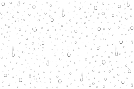 Vector realistic water drops on transparent background. Rain drops without shadows for transparent surface.のイラスト素材