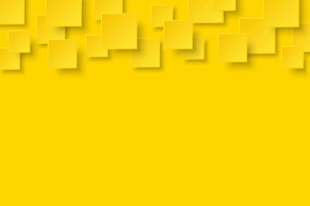 Vector yellow modern abstract background. Flying mat paper square pattern with soft shadows. Realistic 3d illustration.のイラスト素材