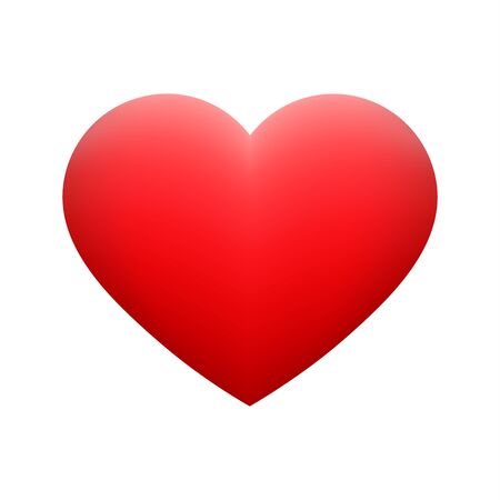 Vector red heart shape emoticon on white background. Glossy funny cartoon Emoji icon. 3D illustration for chat or message. Valentine Day cardのイラスト素材