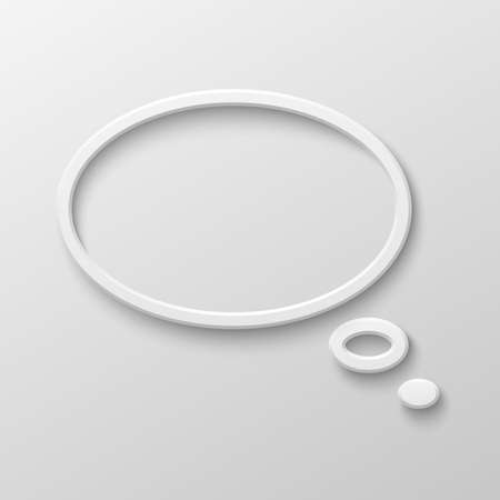 Vector white blank speech bubble icon on white gradient background. Realistic 3d illustration. Oval shape. Template for your design.のイラスト素材