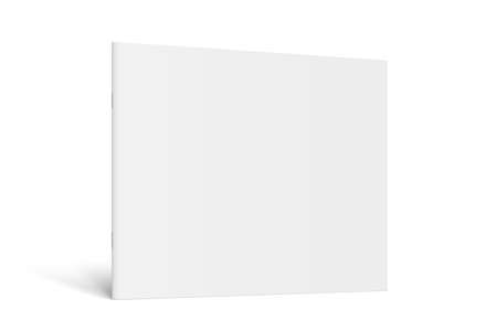 Vector realistic standing 3d magazine mockup with white blank cover. Closed horizontal paperback booklet, catalog or magazine mock up on background. Diminishing perspectiveのイラスト素材