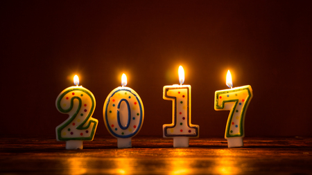 Burning candles number 2017, new year conceptの写真素材
