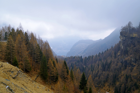 Mountain panorama with cloudy skyの写真素材