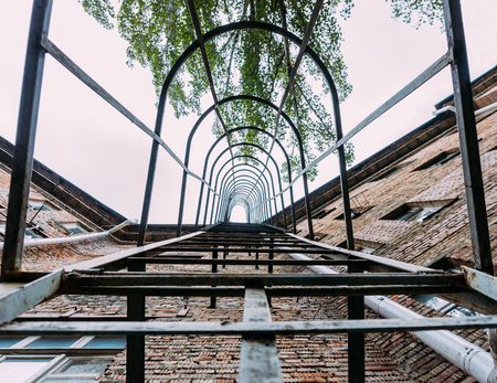 emergency staircase for evacuation of an apartment houseの写真素材