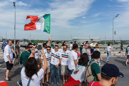 Rostov-on-Don / Russia - 23 June 2018: A lot of fans and volunteers are walking along the streets of Rostov-on-Don before the match Republic of Korea-Mexico World Cup 2018のeditorial素材