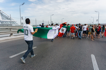 Rostov-on-Don / Russia - 23 June 2018: A lot of fans and volunteers are walking along the streets of Rostov-on-Don before the match Republic of Korea-Mexico World Cup 2018のeditorial素材