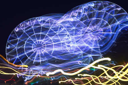 Lubricated when moving the camera on a long exposure illuminated by bright colors, the Ferris wheel...