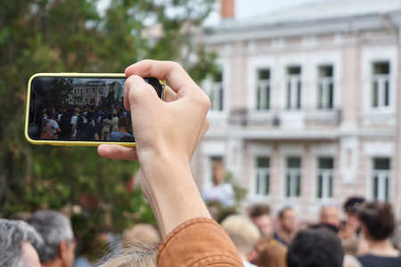 Rostov-on-Don / Russia - September 9, 2018: protest action on rainy dayのeditorial素材
