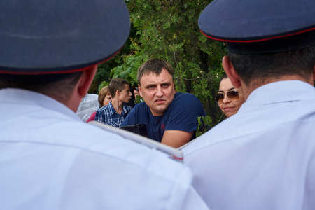 Rostov-on-Don / Russia - September 9, 2018: protest action on rainy day