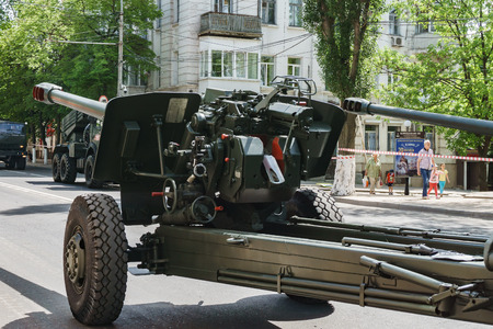 Rostov-on-Don / Russia - May 2018: Parade of real military equipment and soldiers in the streets of the city in honor of victoryのeditorial素材