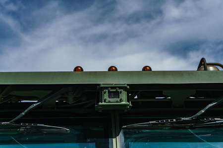 Rostov-on-Don / Russia - May 2018: Static exhibition of real military equipment near the entrance to Gorky Park during the paradeのeditorial素材