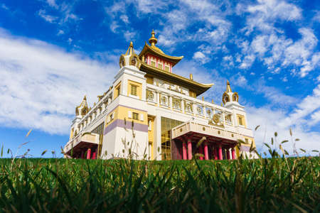 Elista / Russia - September 2018: beautiful rich temple Golden abode of Buddha in the capital of Russian Buddhism on a bright sunny dayのeditorial素材