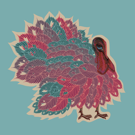 Thanksgiving turkey in cartoon comic style  for Happy Thanksgiving celebrationのイラスト素材