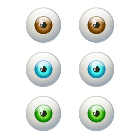Set of colorful eyes. Brown, blue, green eye. Vector illustration isolated on whiteのイラスト素材