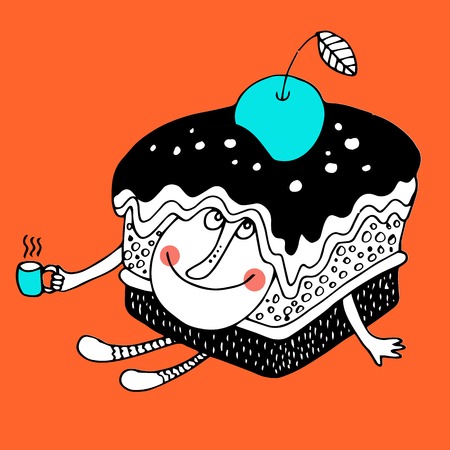 Nice comic cartoon character of bakery. Cake or brownie character.のイラスト素材