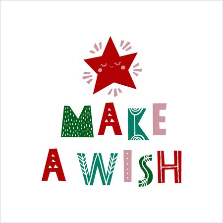 Merry Xmas - vector hand drawn Christmas typography poster with inspirational phrase. T-shirt, greeting card, print art or home decoration in Scandinavian style. Scandinavian design. Xmas treeのイラスト素材