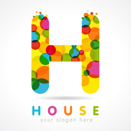 Colorful H house letterのイラスト素材