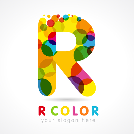 Colored R logo. Letter "r" business colorful logo vector template, colorful rise icon in bubble colorのイラスト素材