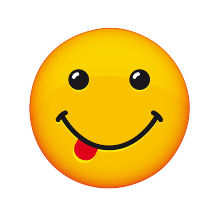 Smile with tongue. Smiling emoticon with smiling mouth and tongue vector iconのイラスト素材