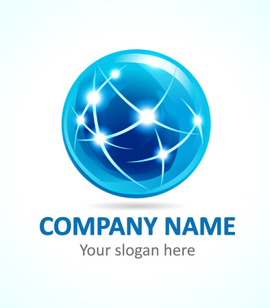 Globe company logo of connecting. Sign for Internet technologies, global missions, communications and other businesses. Vector icon.のイラスト素材