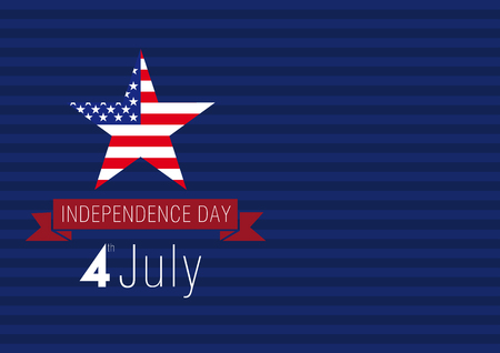 Independence day USA vector card. 4 th of july traditional celebrating greetings, united states national holiday sign with flag print star on blue background.のイラスト素材