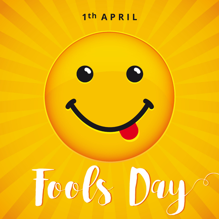 April Fools Day smile banner. April Fools Day text and vector illustration of a smiling face. 1 April Fool's Dayのイラスト素材