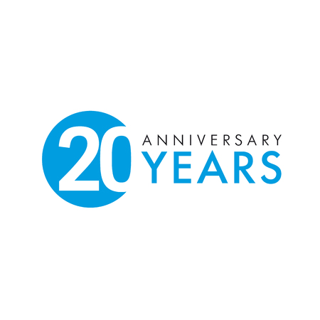 20 years old round logo. Anniversary year of 20 th vector banner numbers. Birthday greetings circle celebrates. Celebrating digits. Colored figures of ages.のイラスト素材