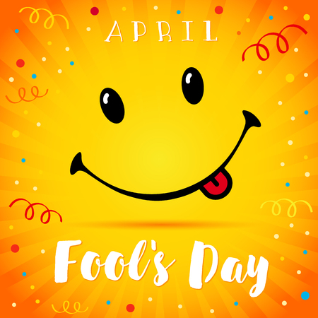 April Fools Day smile. April Fools Day text and vector illustration of a smiling face. 1 April Fool's Dayのイラスト素材