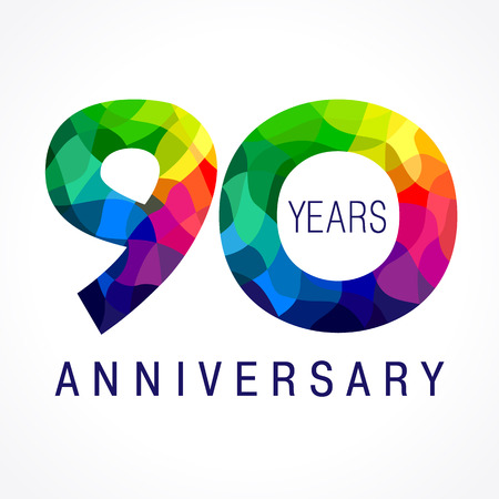 90 years anniversary colored logo.のイラスト素材