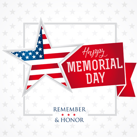 Memorial day. Happy Memorial Day vector background template with star in national flag colorsのイラスト素材