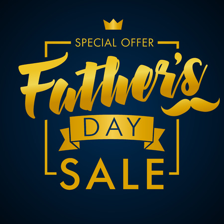 Special offer Father's Day sale promotion vector design. Father Day special offer SALE golden lettering bannerのイラスト素材