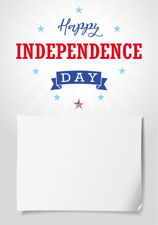 Happy Independence Day USA banner template. United States national holiday Fourth of July greetings, celebrating invitation with star in flag.のイラスト素材