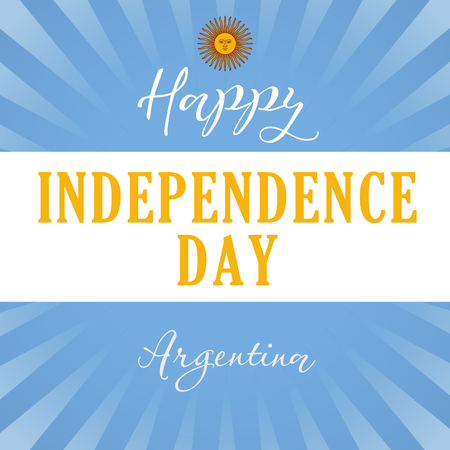 Happy Independence Day Argentina sun light stripes banner.のイラスト素材
