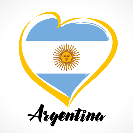Love Argentina emblem colored. Argentina Independence Day Colorful national flagのイラスト素材