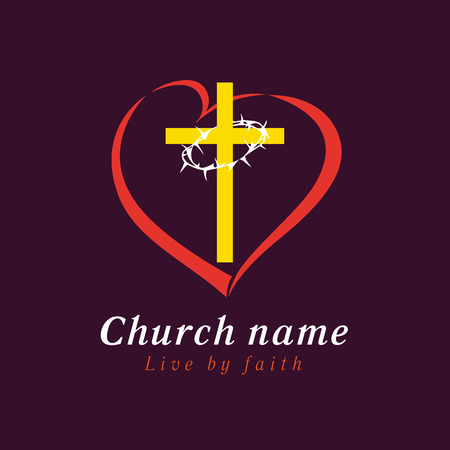 Cross and thorns love church logo. Cross and thorns love church logo. Christian organizations an bible study schoolのイラスト素材