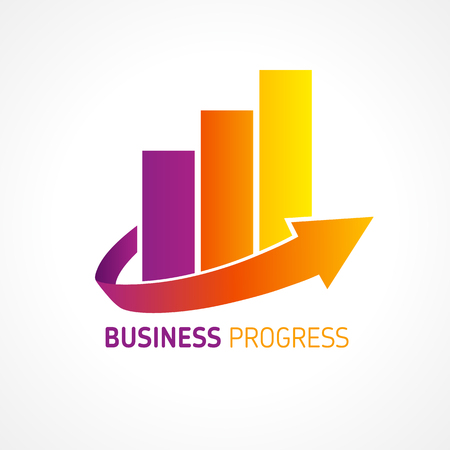 Business progress company logo. Colored chart marketing arrow logo icon vector templateのイラスト素材